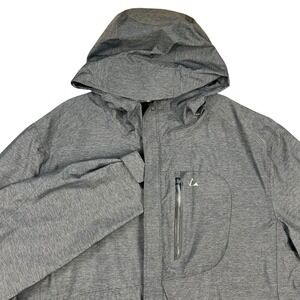 Vuori Hooded Windbreaker Men L Charcoal Heather Grey Water Repellent Jacket Gorp
